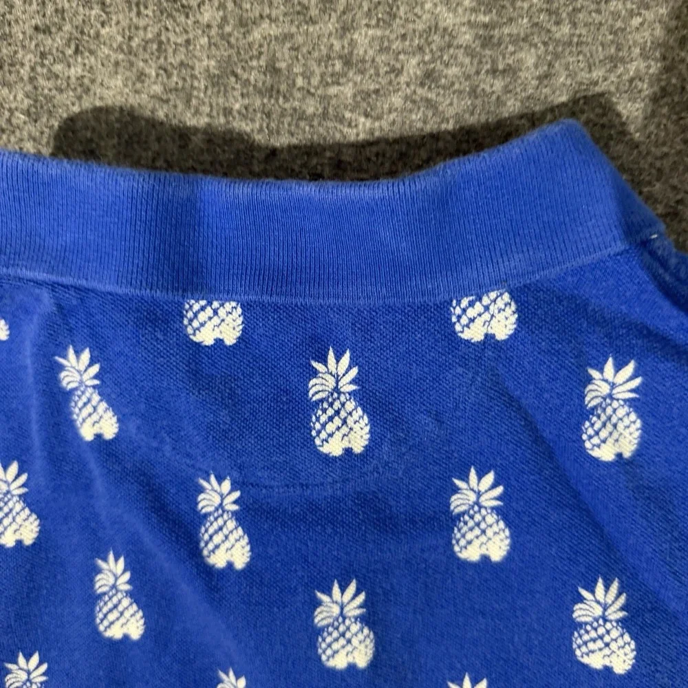 Polo Ralph Lauren Polo Shirt Mens Blue Pineapple Print Classic Fit Cotton XXL